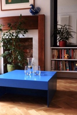 Square Coffee Table Folded Construction Ice Blue Design