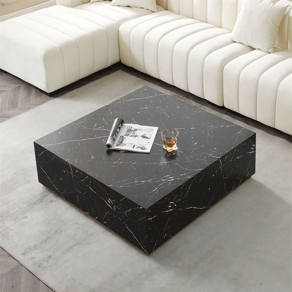 Square Coffee Table with Block Silhouette and Plinth