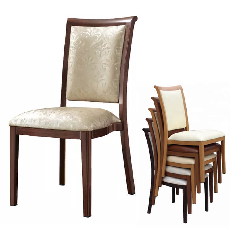 Stackable Dining Chair Damask Pattern Upholstered Banquet