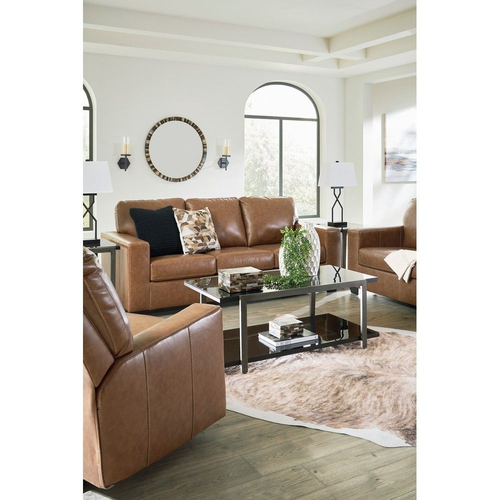 Stationary Sofa with Stitching Details and Contemporary Seating Set