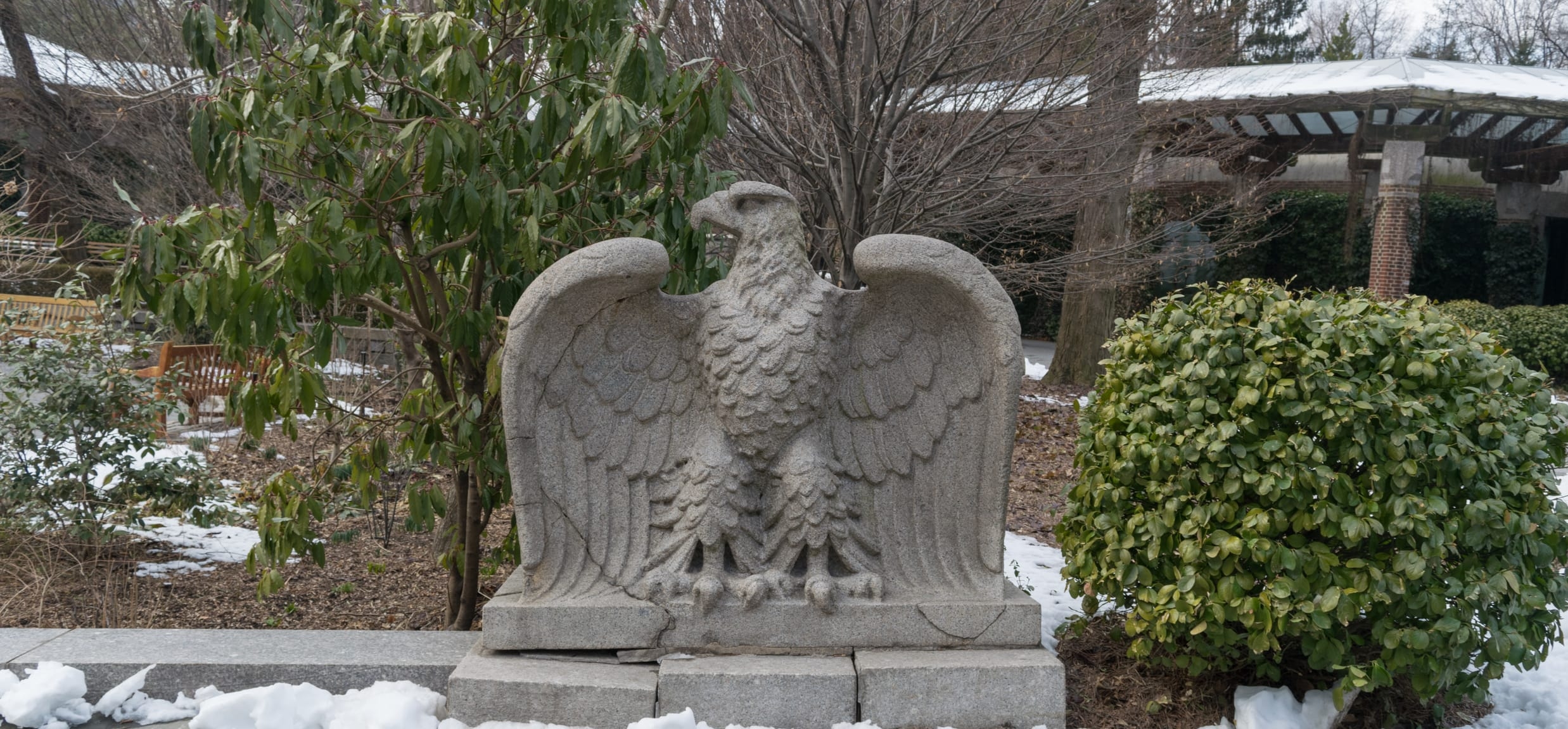 Stone Statue Carved Stone Eagle Granite Grey Pedestal Base Classical
