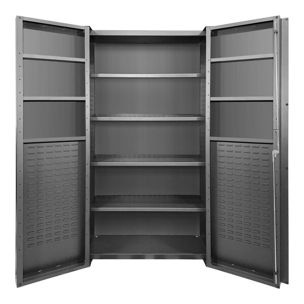 Storage Cabinet Louvered Panels Deep Door Shelves Industrial Steel Unit