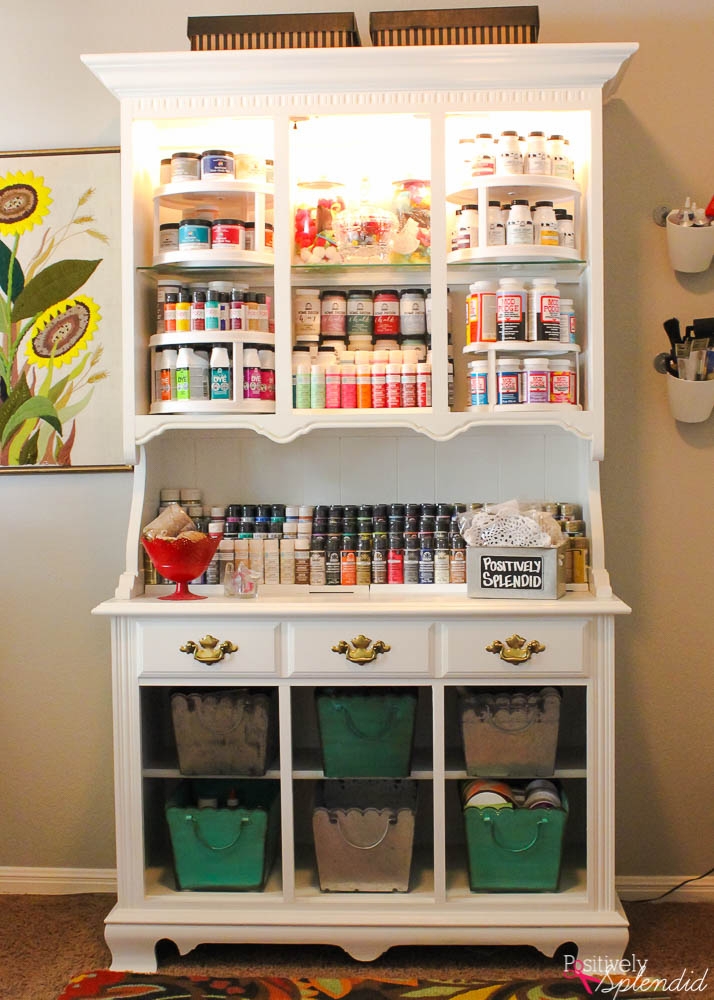 Storage Hutch Rotating Organizers Ornate Brass Pulls Upcycled Craft