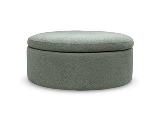 Storage Ottoman: Mint Boucle Texture with Round Storage Lid