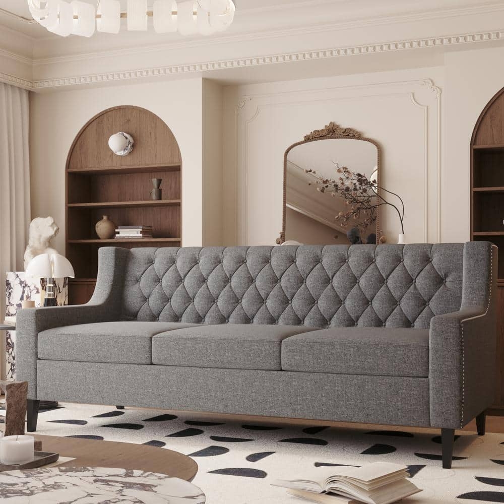 Straight Sofa Heather Slope Arm Birch Legs Seating