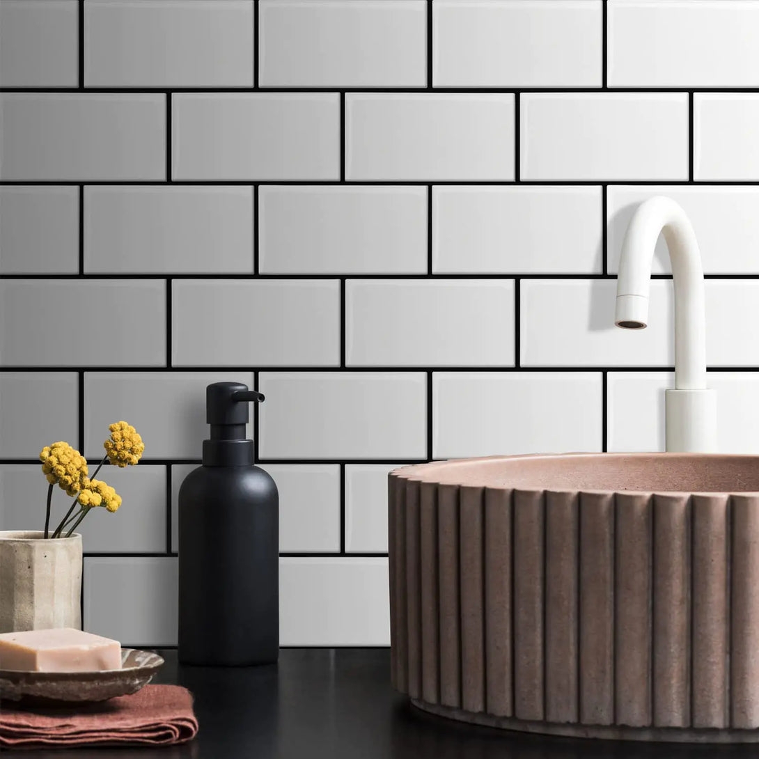 Subway Tile High Contrast Grout for Modern Bathroom Vanity DIY