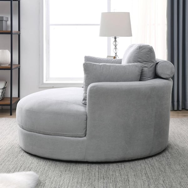 Swivel Barrel Chair with 360 Degree Swivel in Light Gray