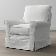 Swivel Chair: White Slipcovered Skirted Base Fabric