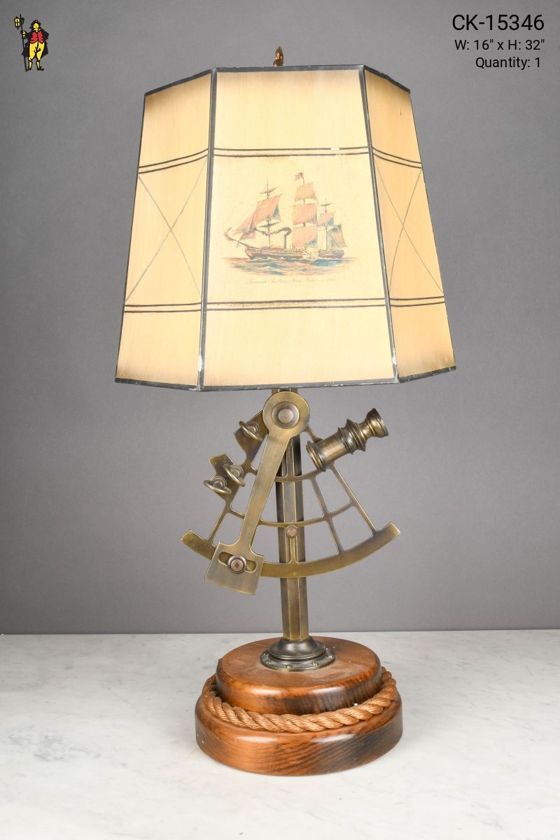 Table Lamp Aged Brass Sextant Instrument Body Decor
