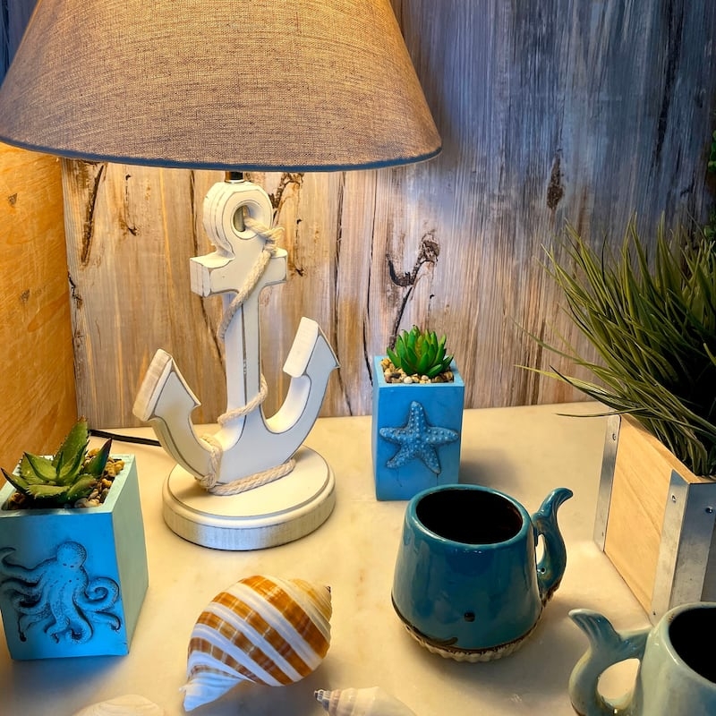 Table Lamp Anchor Base with Distressed Rope Detailing