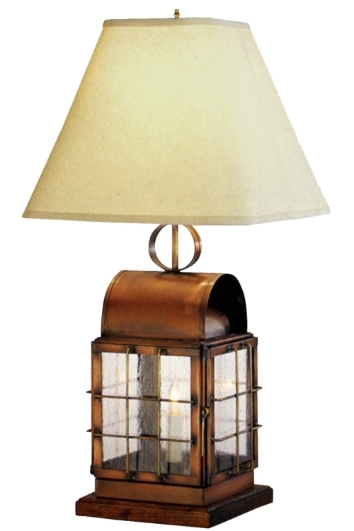Table Lamp Antique Copper Construction Lantern Light