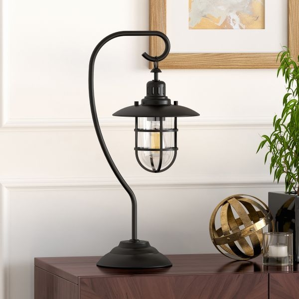 Table Lamp Blackened Bronze Hanging Lantern Light