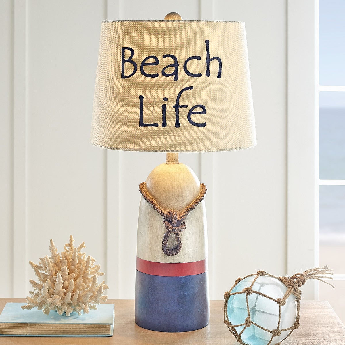 Table Lamp Buoy Shaped Base Beach Life Detail Light