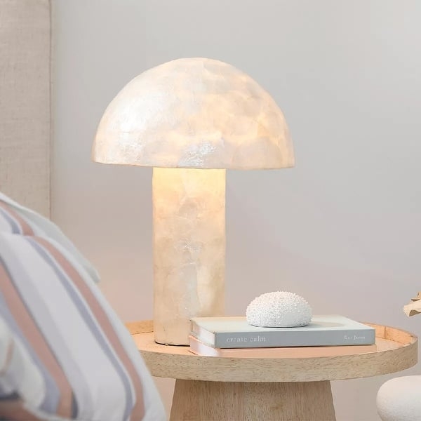 Table Lamp Capiz Shell Material with Mushroom Shape