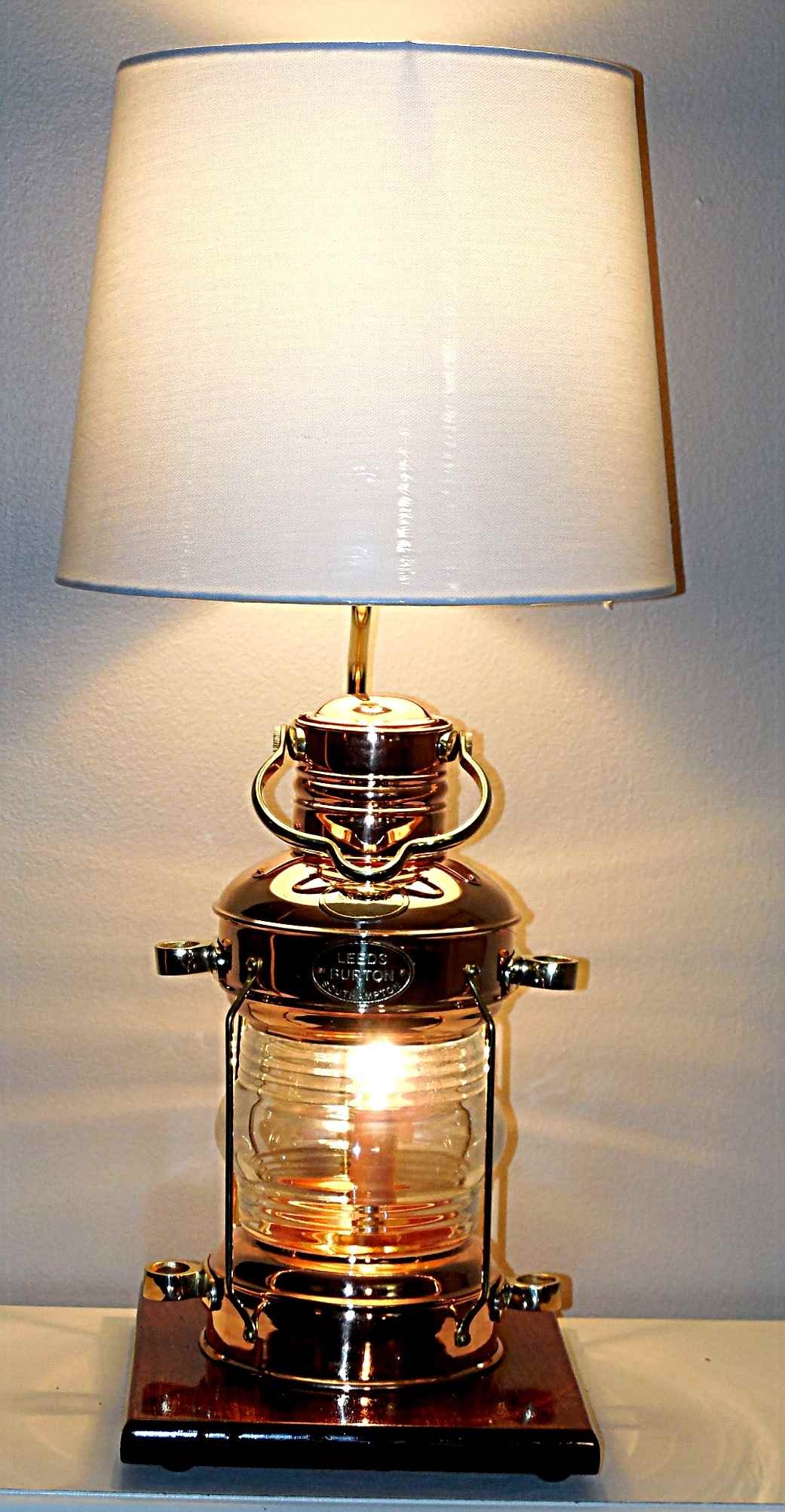 Table Lamp Copper Tone Dual Light Source Lantern