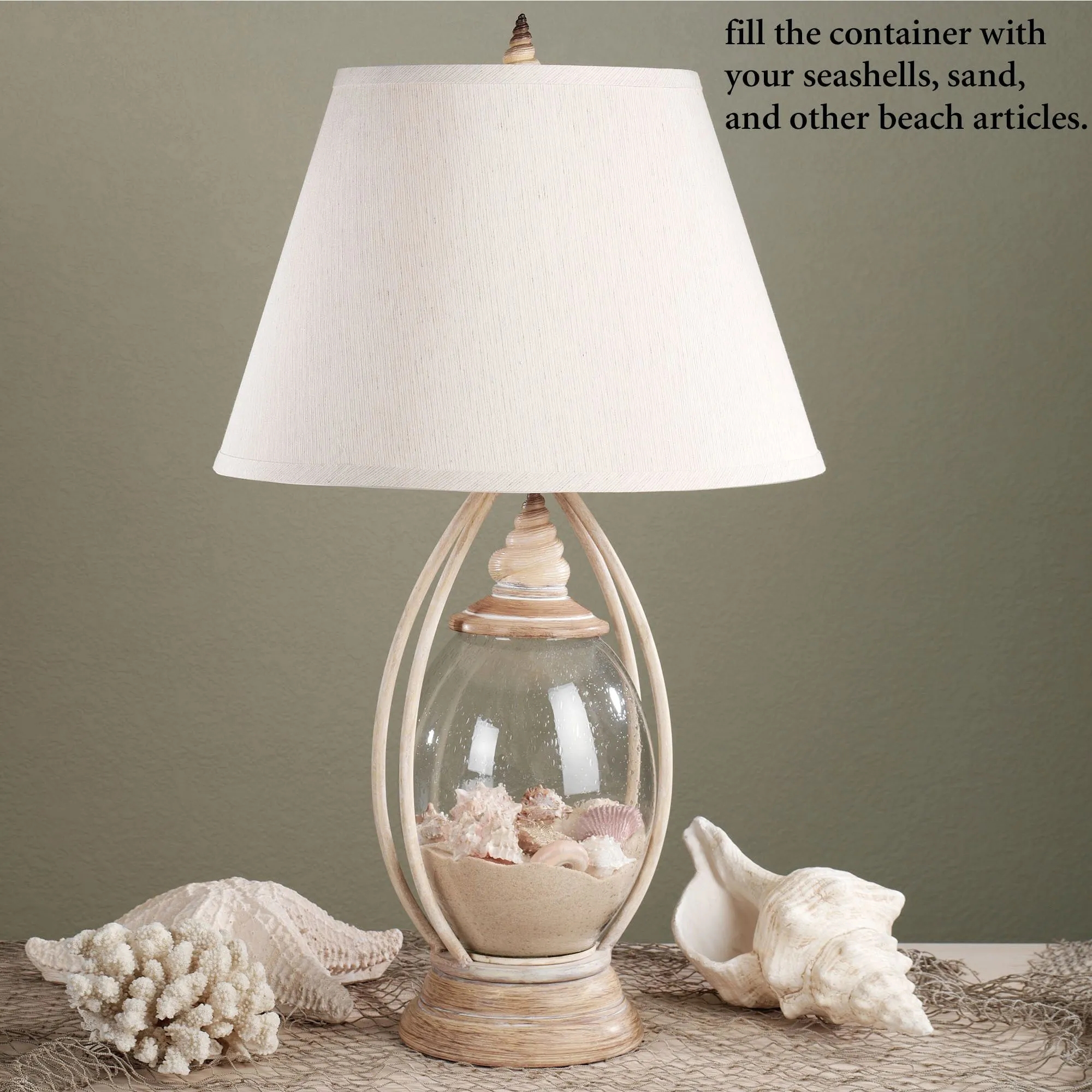 Table Lamp Fillable Glass Base with Distressed Frame