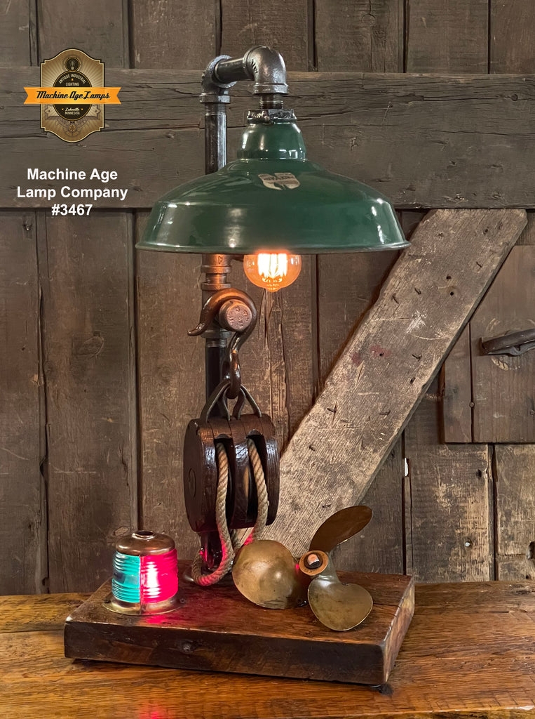 Table Lamp Nautical Pulley Navigation Light Edison