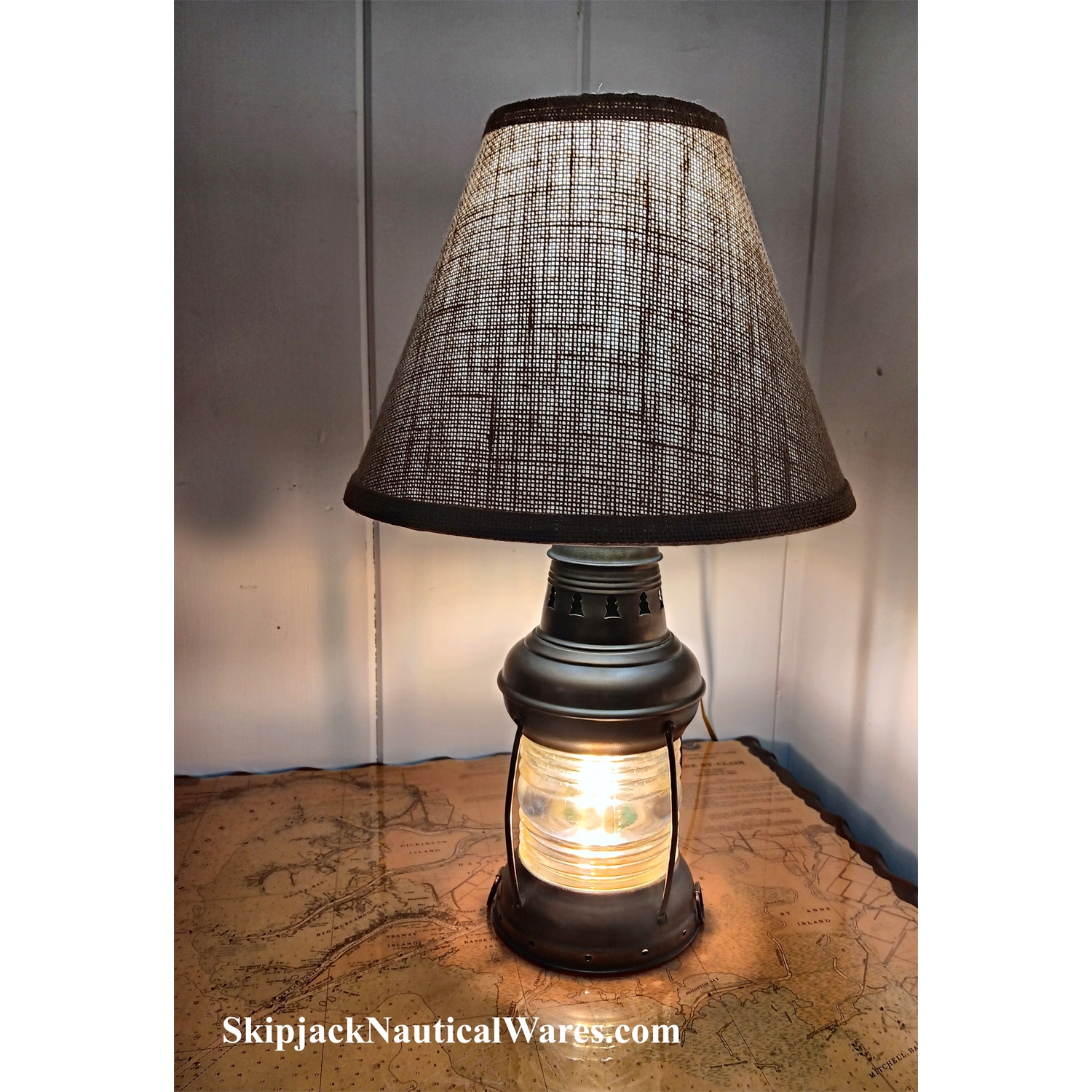 Table Lamp Perko Brass Anchor Lantern Base Accent Light