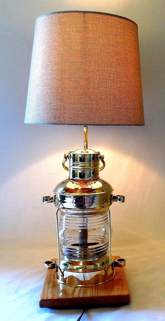 Table Lamp Polished Brass Fresnel Internal Glow Light