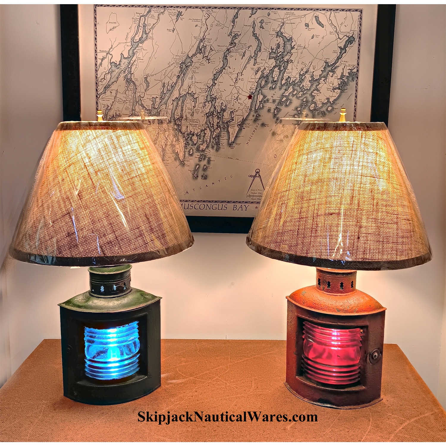 Table Lamp Port And Starboard Lantern Base Pair Decor