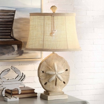 Table Lamp Sand Dollar Base and Nautical Hanging Charms
