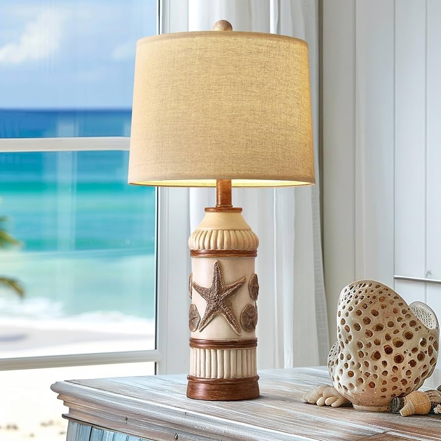 Table Lamp Starfish Relief with Textured Nautical Base