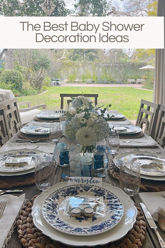 Table Setting Garden Party Baby Shower with Chinoiserie Plates