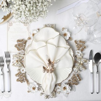 Table Setting Whimsical Garden Tablescape Beaded Butterfly Rings