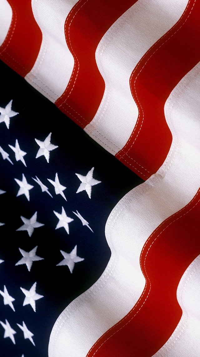 Textile Flag Embroidered Stars Wavy Texture Americana Decor