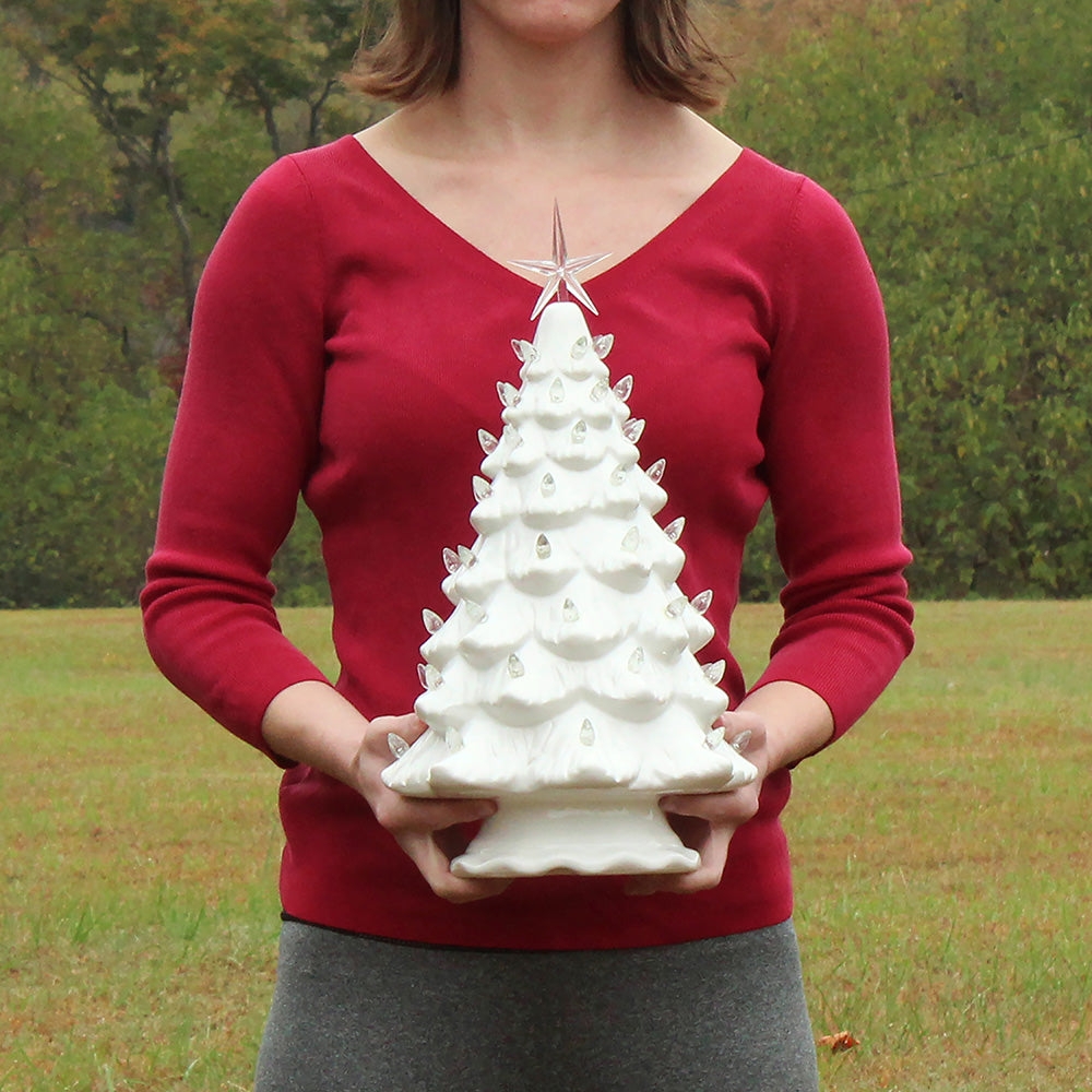 Textured Tabletop Christmas Tree with Scalloped Snowy Glaze