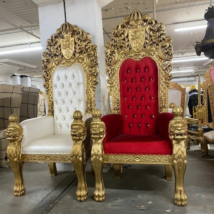Throne Chair with High Crested Back and Lion Paw Feet