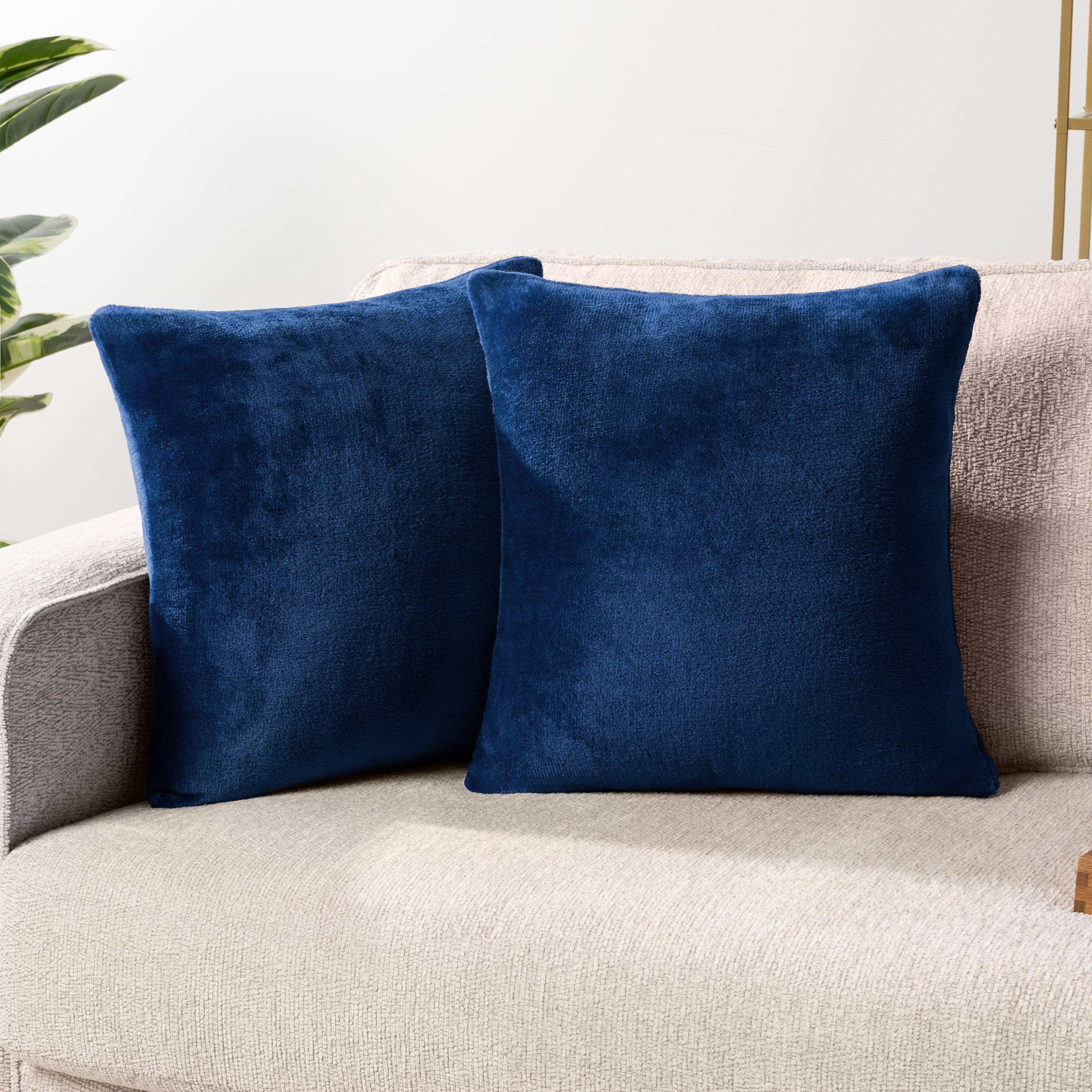 Throw Pillow Covers Square Euro Sham Plush Velvet Navy