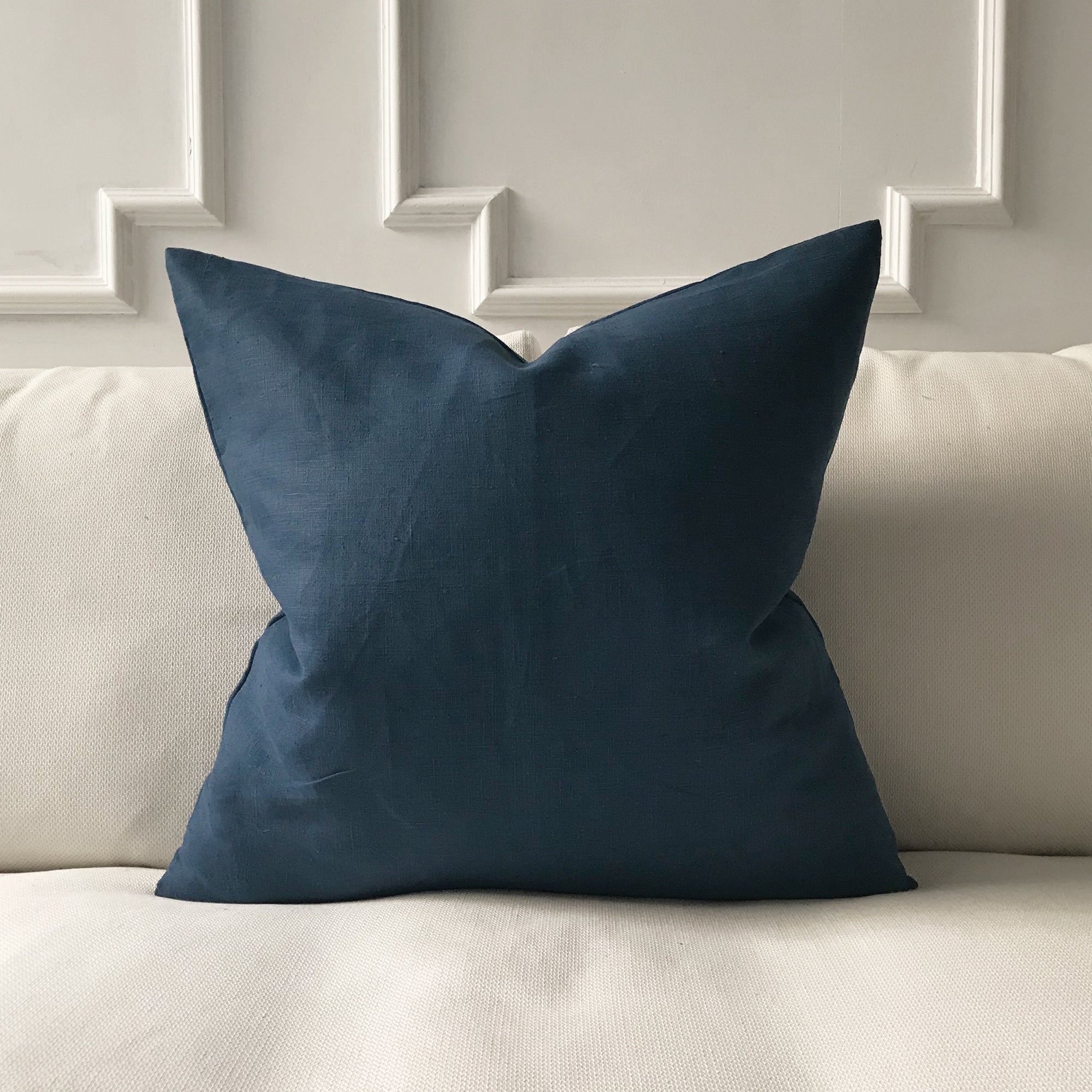 Throw Pillow Navy Blue Linen Slub Texture 24x24 Cushions