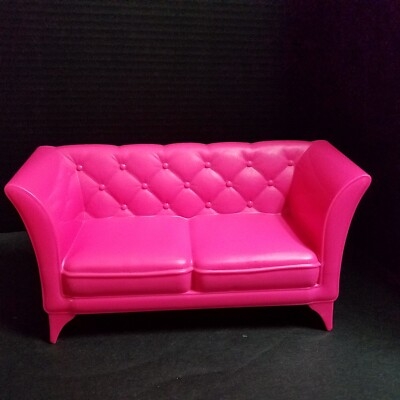 Toy Sofa with Tufted Backrest in Molded Pink Plastic