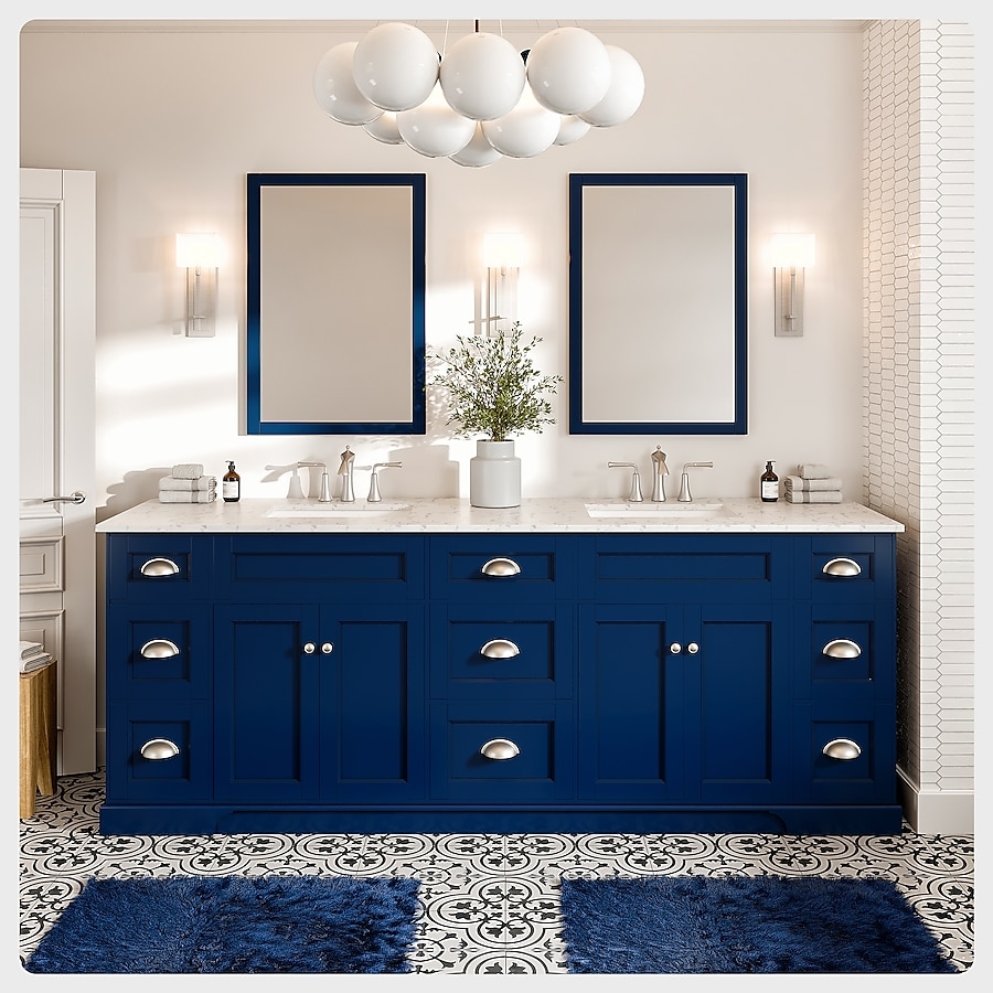 Transitional Double Vanity: 84 Inch with Brushed Nickel Cup Pulls