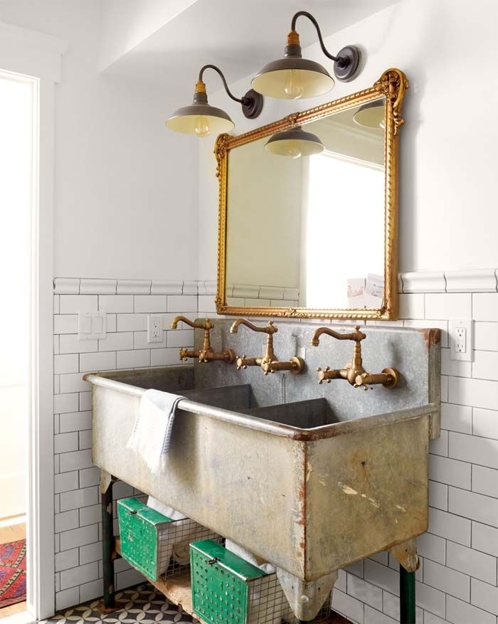 Trough Sink Triple Basin Faucet Vintage Industrial Trough Sink