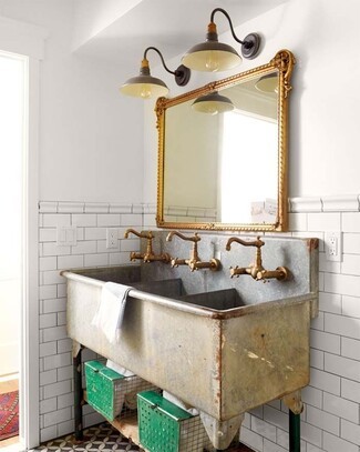 Trough Sink Triple Basin Faucet Vintage Industrial Trough Sink