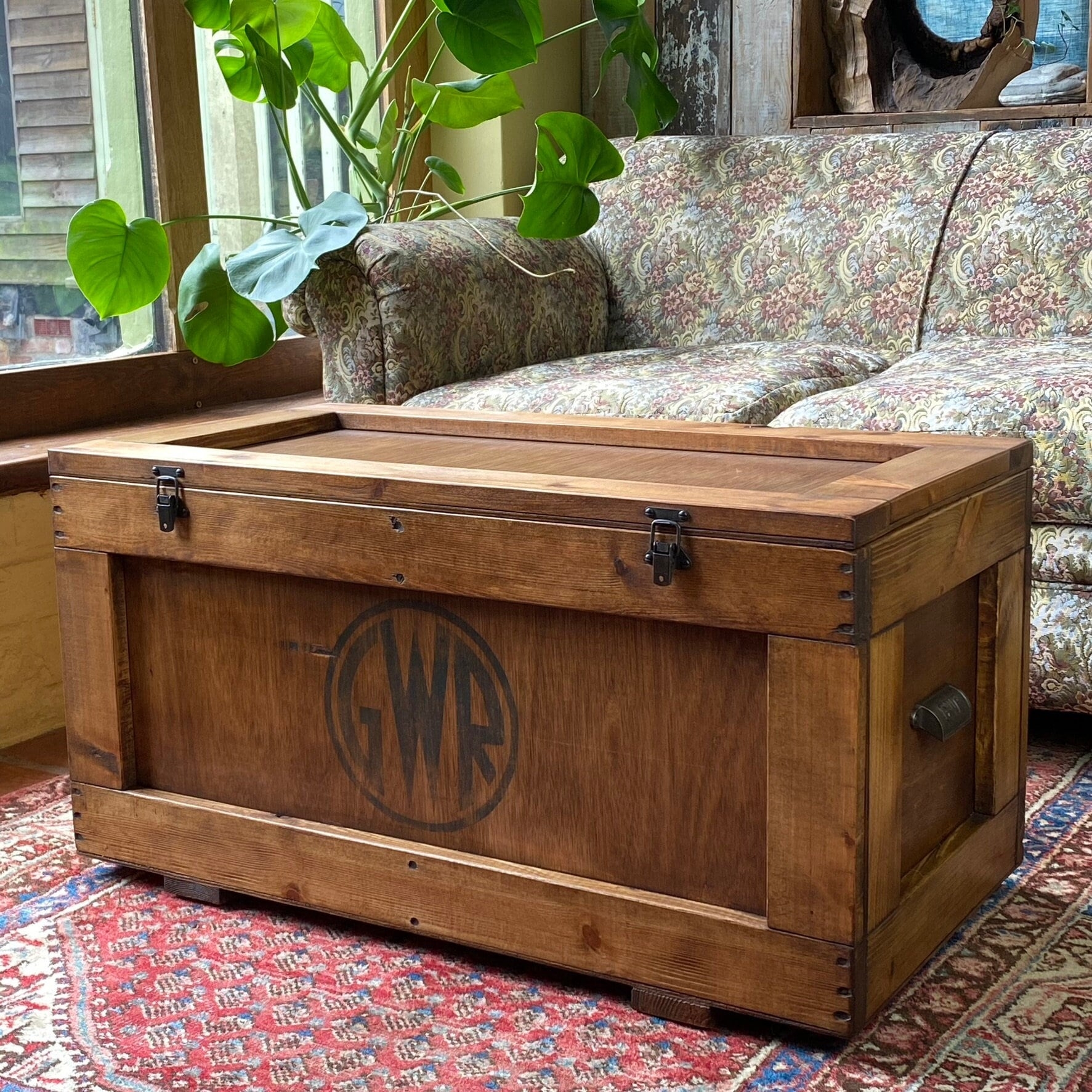 Trunk Coffee Table Featuring Railway Logo Vintage GWR