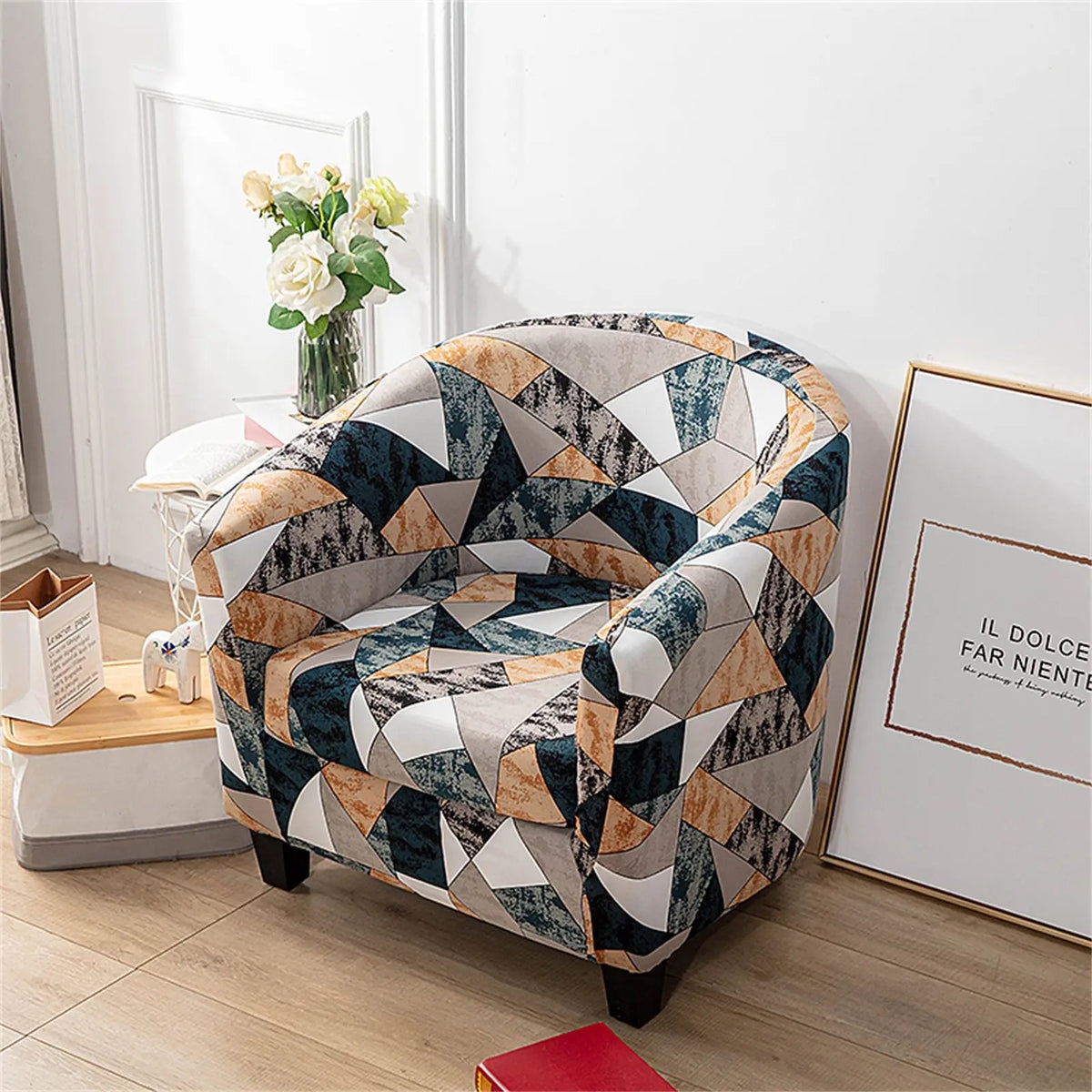 Tub Chair: Triangle Pattern Stretch Slipcover Wrap
