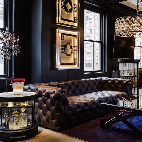 Tufted Sofa Black Deep Diamond Tufted Seating Design