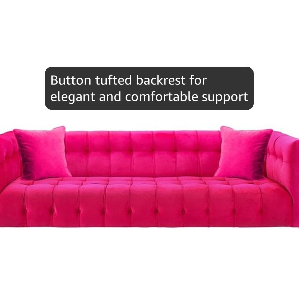 Tuxedo Sofa with Button Tufted Backrest and Matching Pillows
