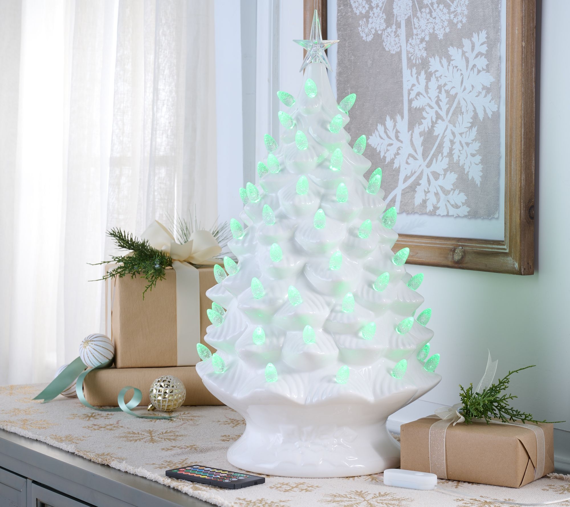 Ultimate Ceramic Christmas Tree with RGB Lighting and Glazed Shine