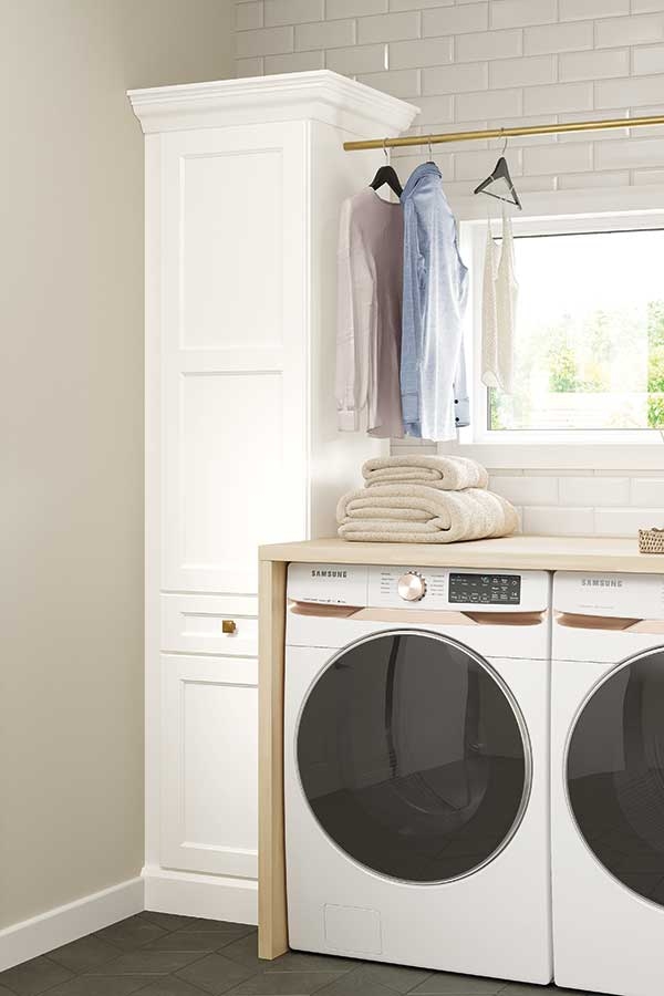 Utility Cabinet: Tall Shaker Panels Integrated Hanging Rod