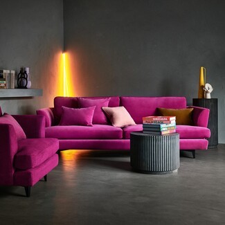 Velvet Sofa Fuchsia Velvet Sofa Fluted Cylindrical Table