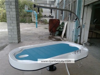 Vichy Shower Table 7 Head Vichy Shower with Cerulean Blue Mat