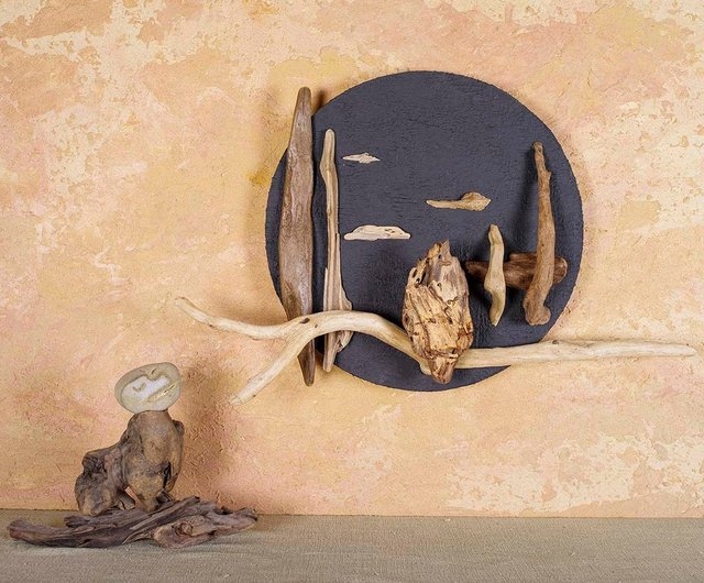 Wall Art 3D Driftwood Collage and Wabi-Sabi Landscape Decor