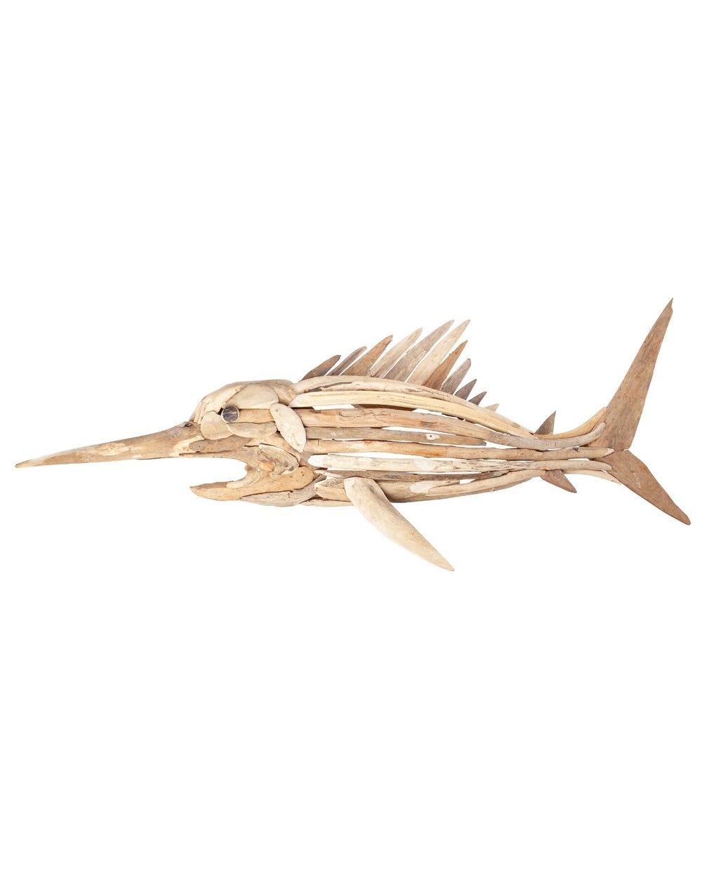 Wall Art: Billfish Form Sculpture with Slatted Dorsal Fin