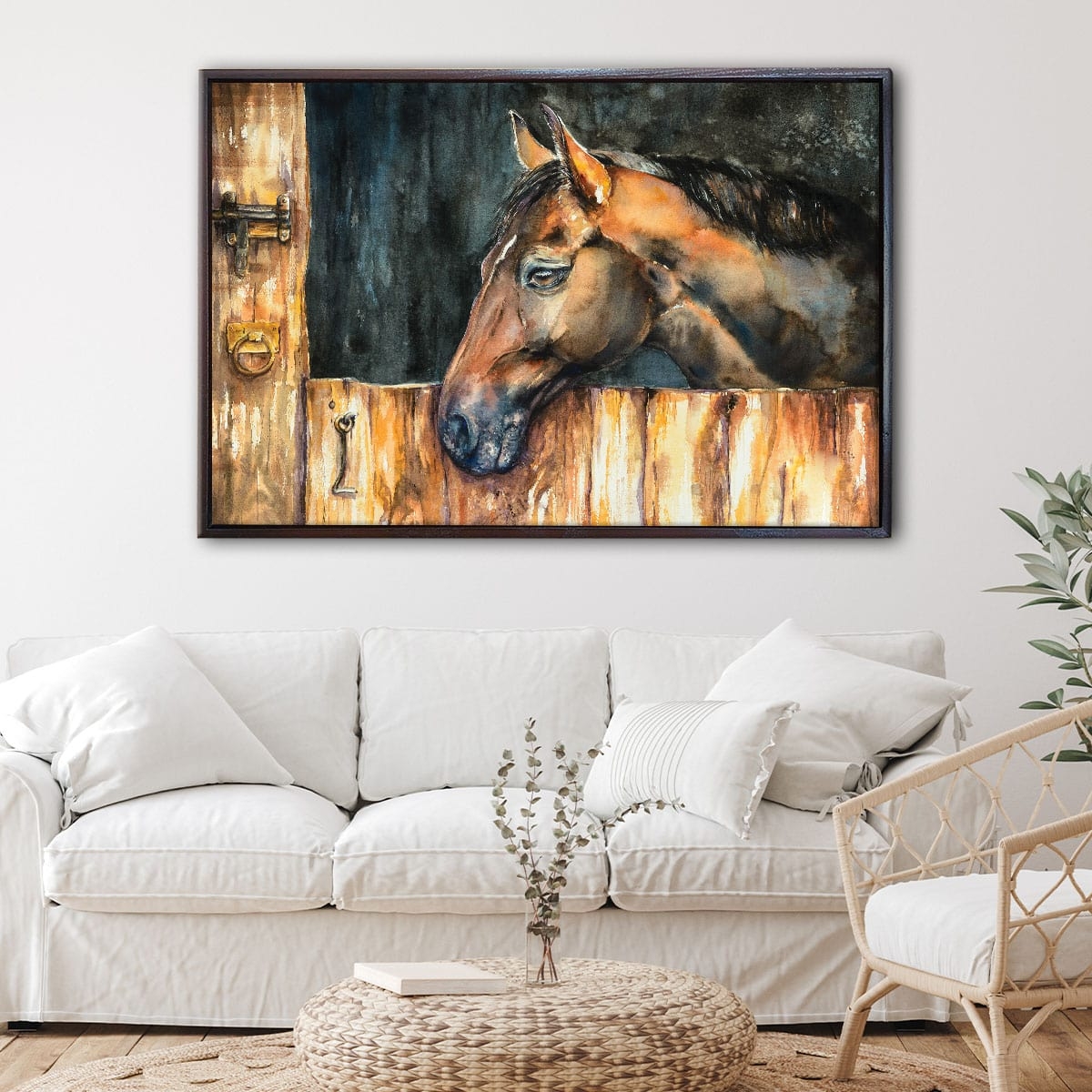 Wall Art Floating Frame Equestrian Watercolor Wall Art