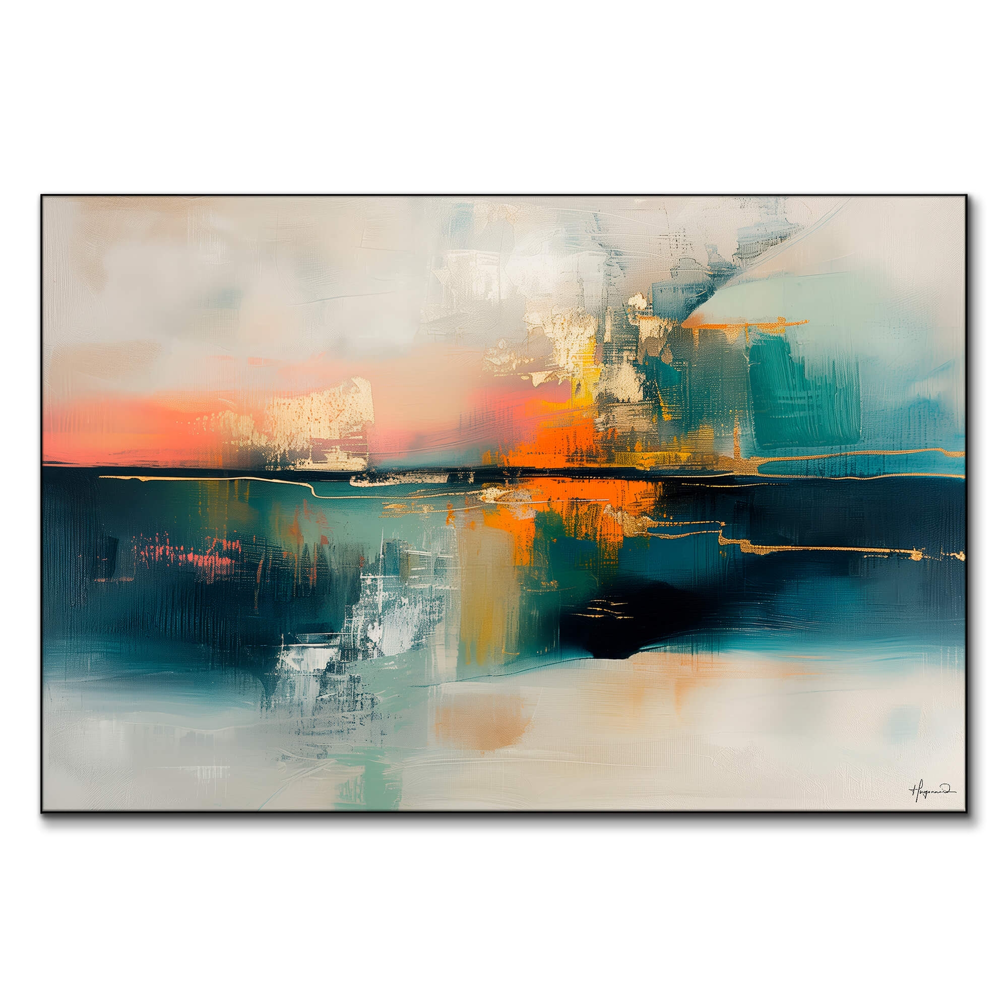 Wall Art Gold Leafing Thin Frame Gold Leaf Abstract Art