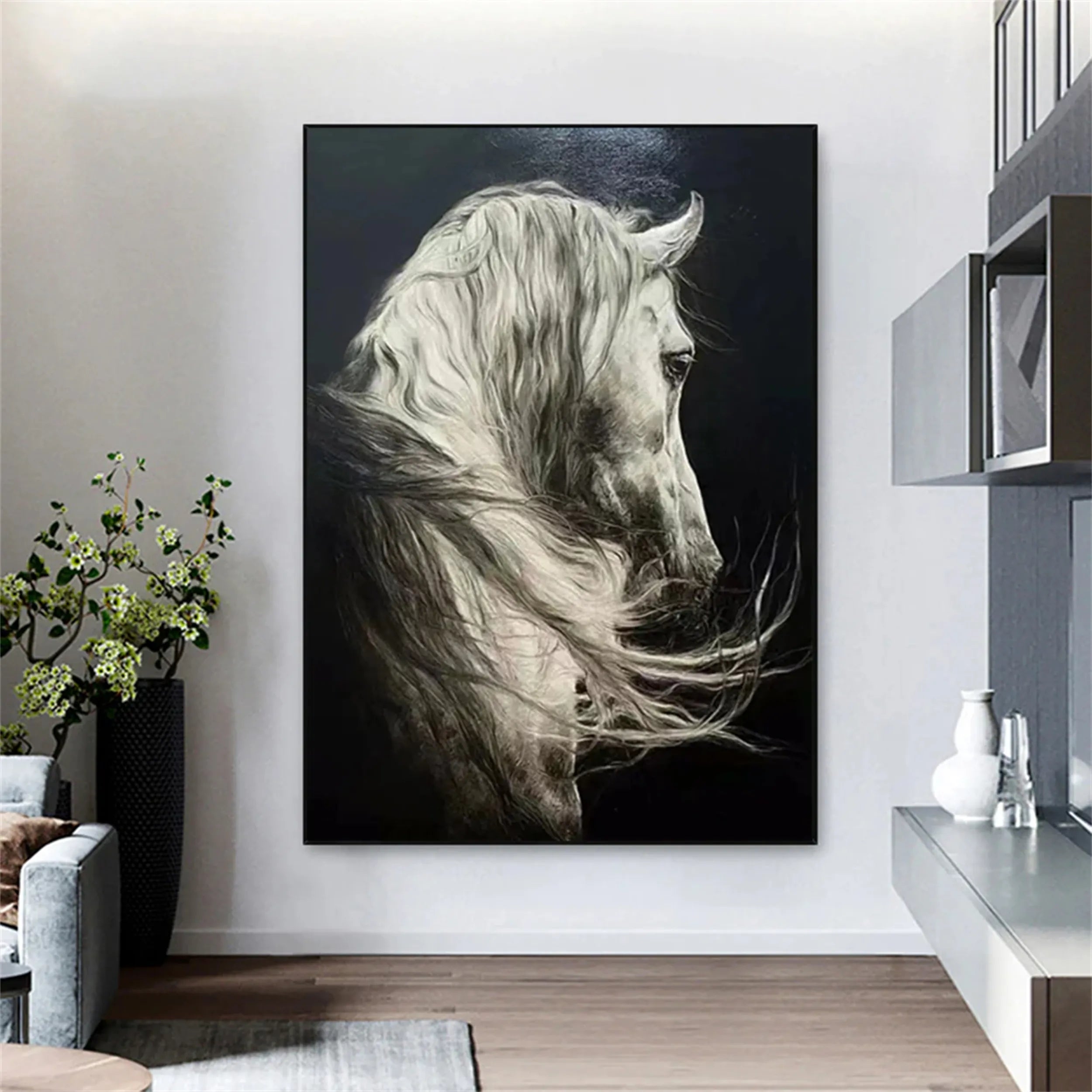 Wall Art High Contrast Large Horse Canvas Art